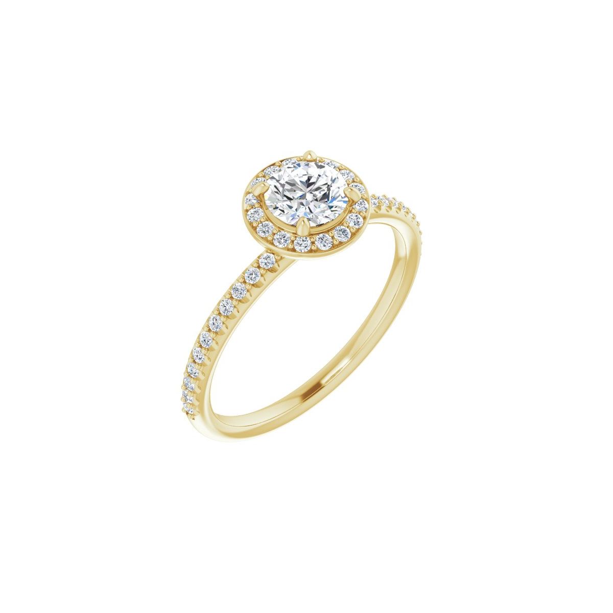 Natural Diamond Round Halo-Style Engagement Ring Semi-Mount - 14K Yellow Gold - Series 123314