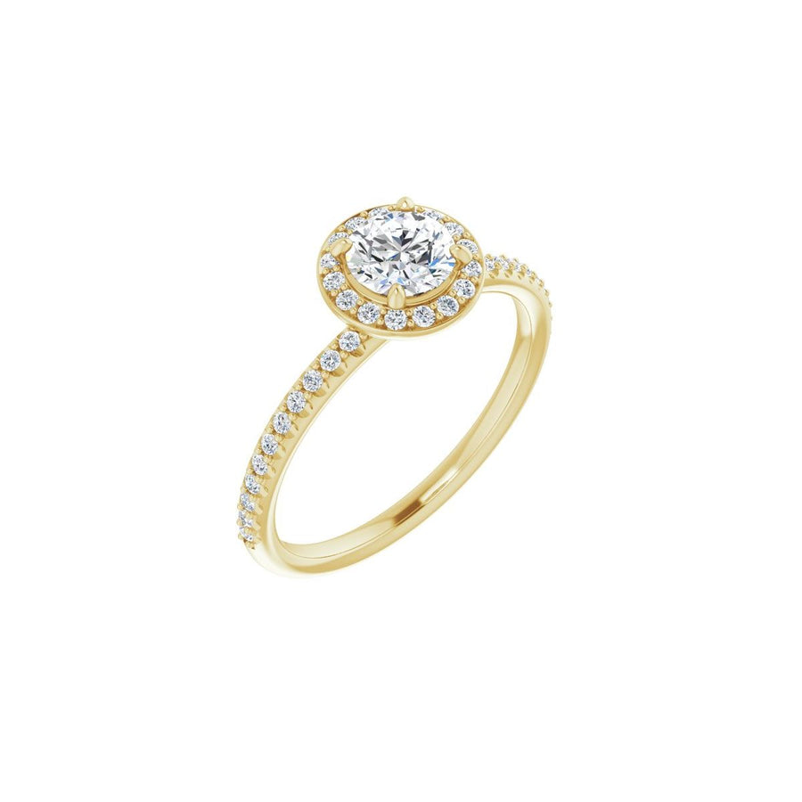 Natural Diamond Round Halo-Style Engagement Ring Semi-Mount - 14K Yellow Gold - Series 123314