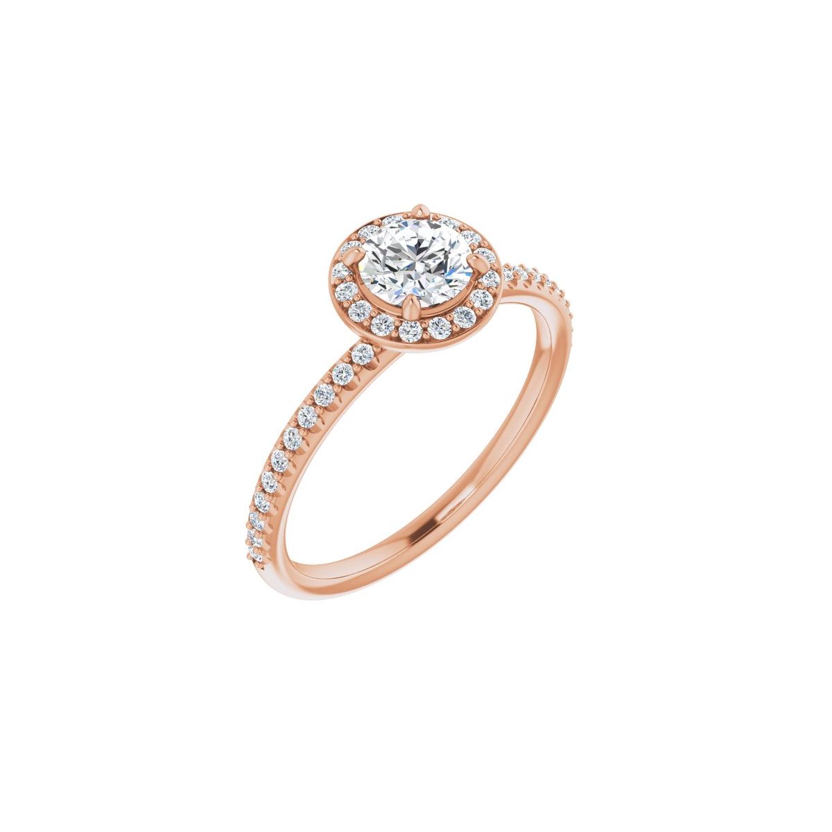 Natural Diamond Round Halo-Style Engagement Ring Semi-Mount - 14K Rose Gold - Series 123314