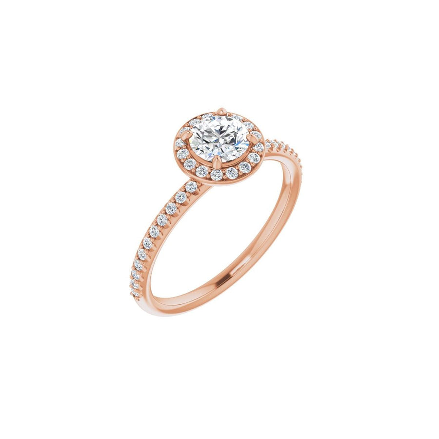 Natural Diamond Round Halo-Style Engagement Ring Semi-Mount - 14K Rose Gold - Series 123314