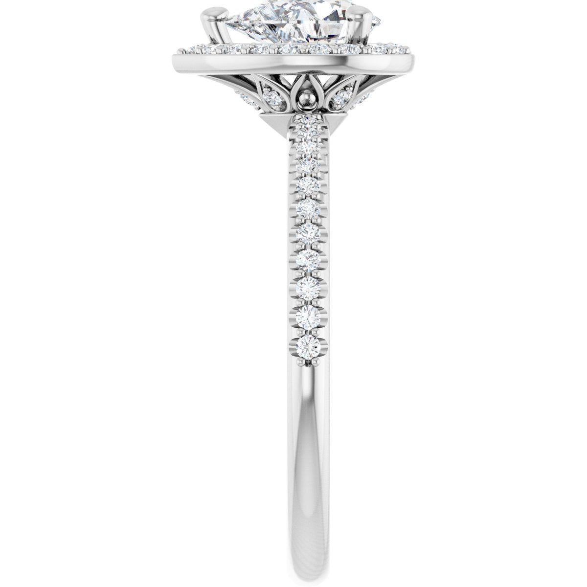 Pear Halo-Style Engagement Ring Semi-Mount - gallery - Series 123314