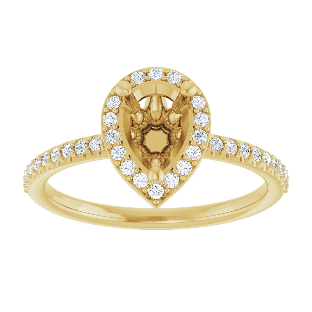 Pear Halo-Style Engagement Ring Semi-Mount - gallery - Series 123314
