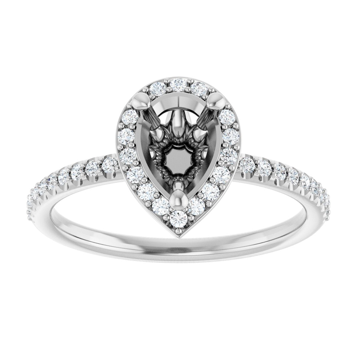 Pear Halo-Style Engagement Ring Semi-Mount - gallery - Series 123314