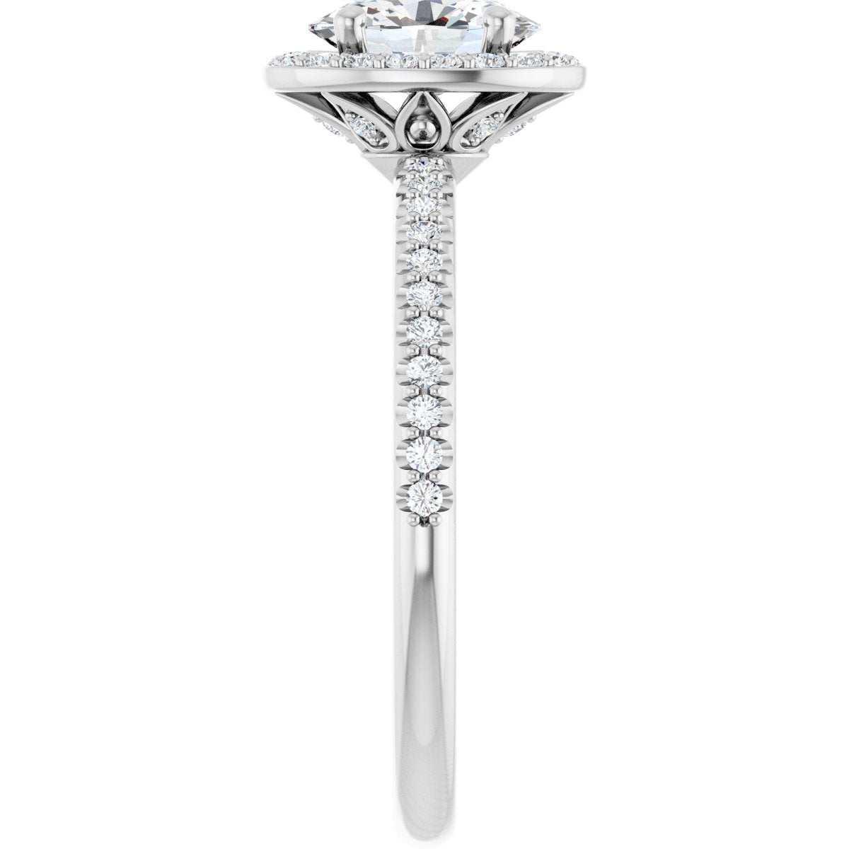 Oval Halo-Style Engagement Ring Semi-Mount - gallery - Series 123314