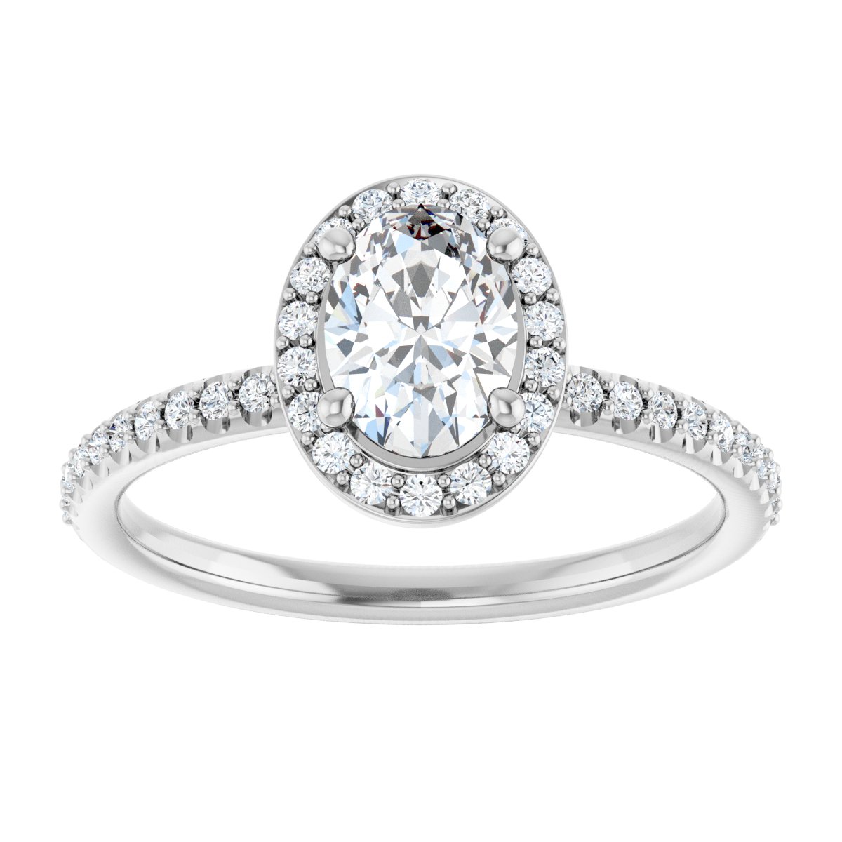 Oval Halo-Style Engagement Ring Semi-Mount - gallery - Series 123314