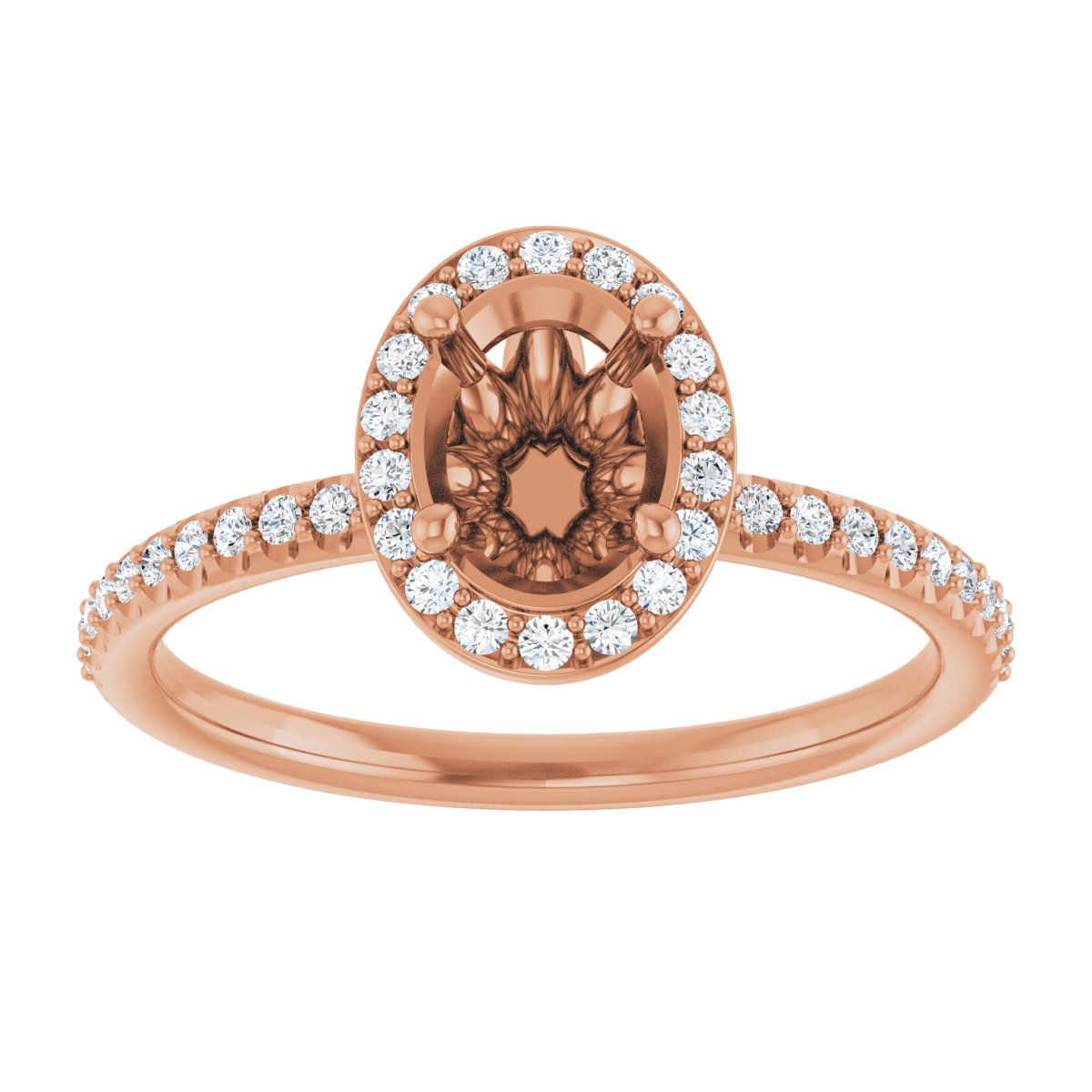 Oval Halo-Style Engagement Ring Semi-Mount - gallery - Series 123314