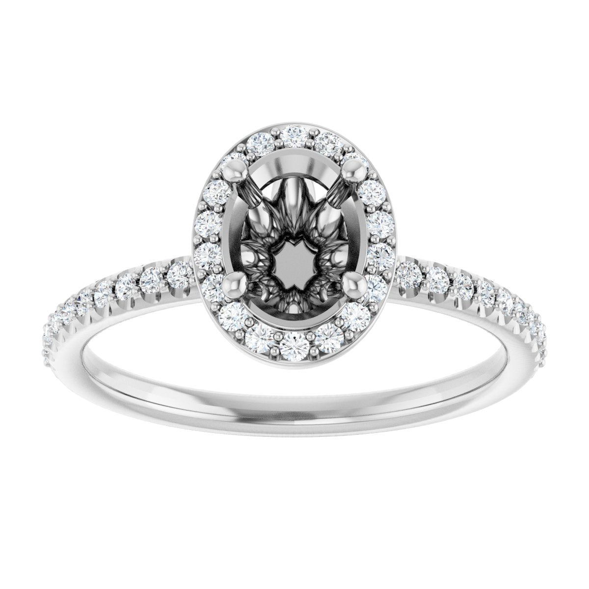Oval Halo-Style Engagement Ring Semi-Mount - gallery - Series 123314