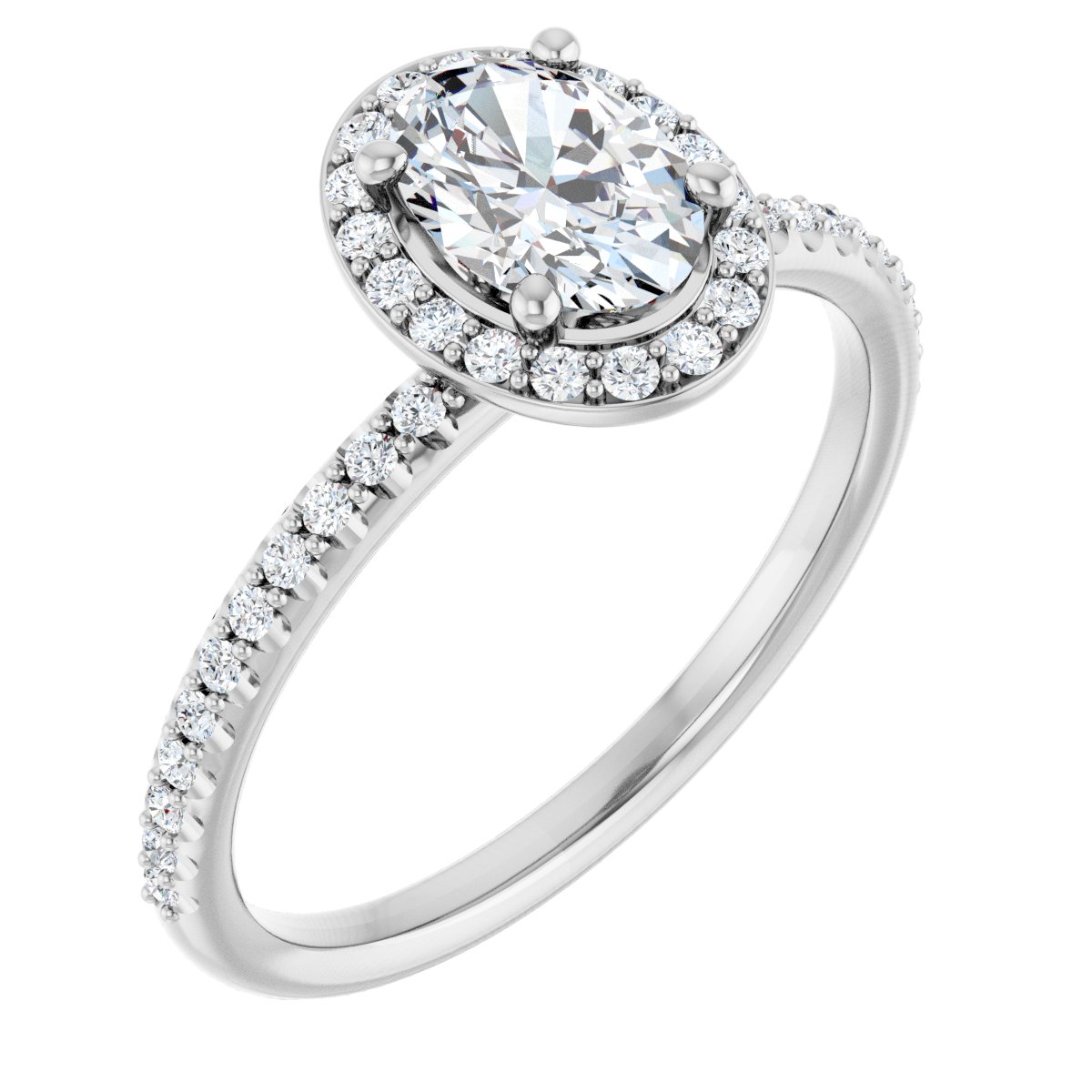 Natural Diamond Oval Halo-Style Engagement Ring Semi-Mount - Platinum - Series 123314
