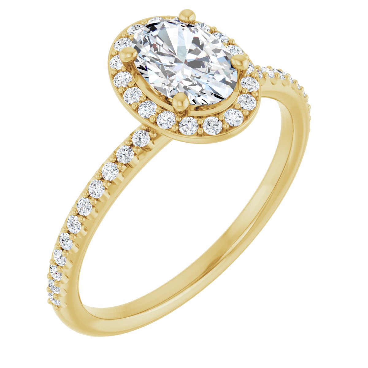 Natural Diamond Oval Halo-Style Engagement Ring Semi-Mount - 14K Yellow Gold - Series 123314