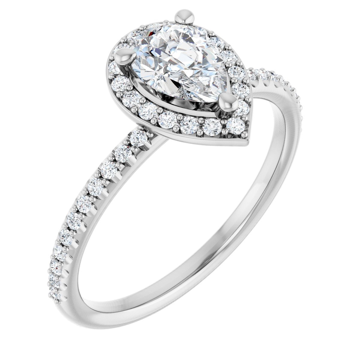 Natural Diamond Pear Halo-Style Engagement Ring Semi-Mount - Platinum - Series 123314