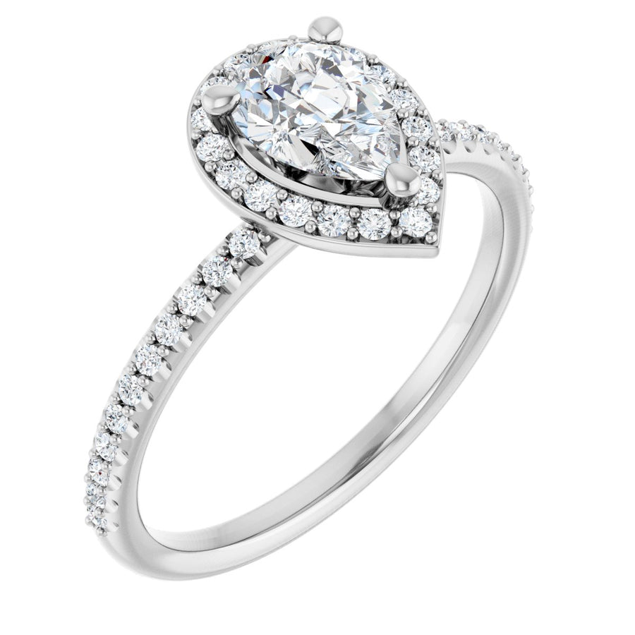 Natural Diamond Pear Halo-Style Engagement Ring Semi-Mount - Platinum - Series 123314