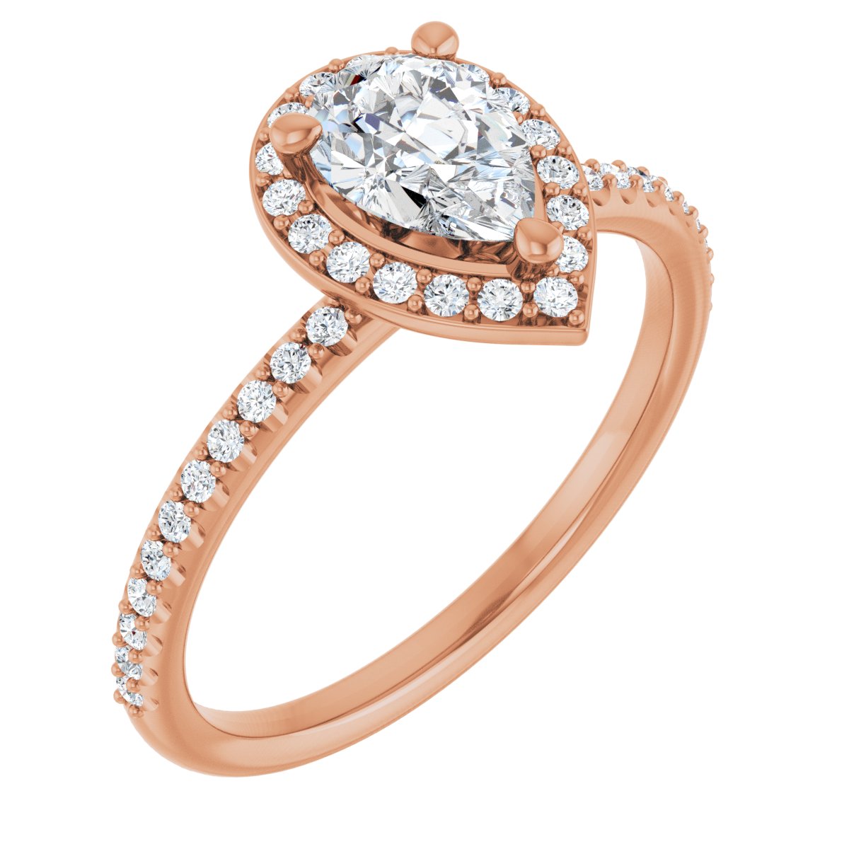 Natural Diamond Pear Halo-Style Engagement Ring Semi-Mount - 14K Rose Gold - Series 123314
