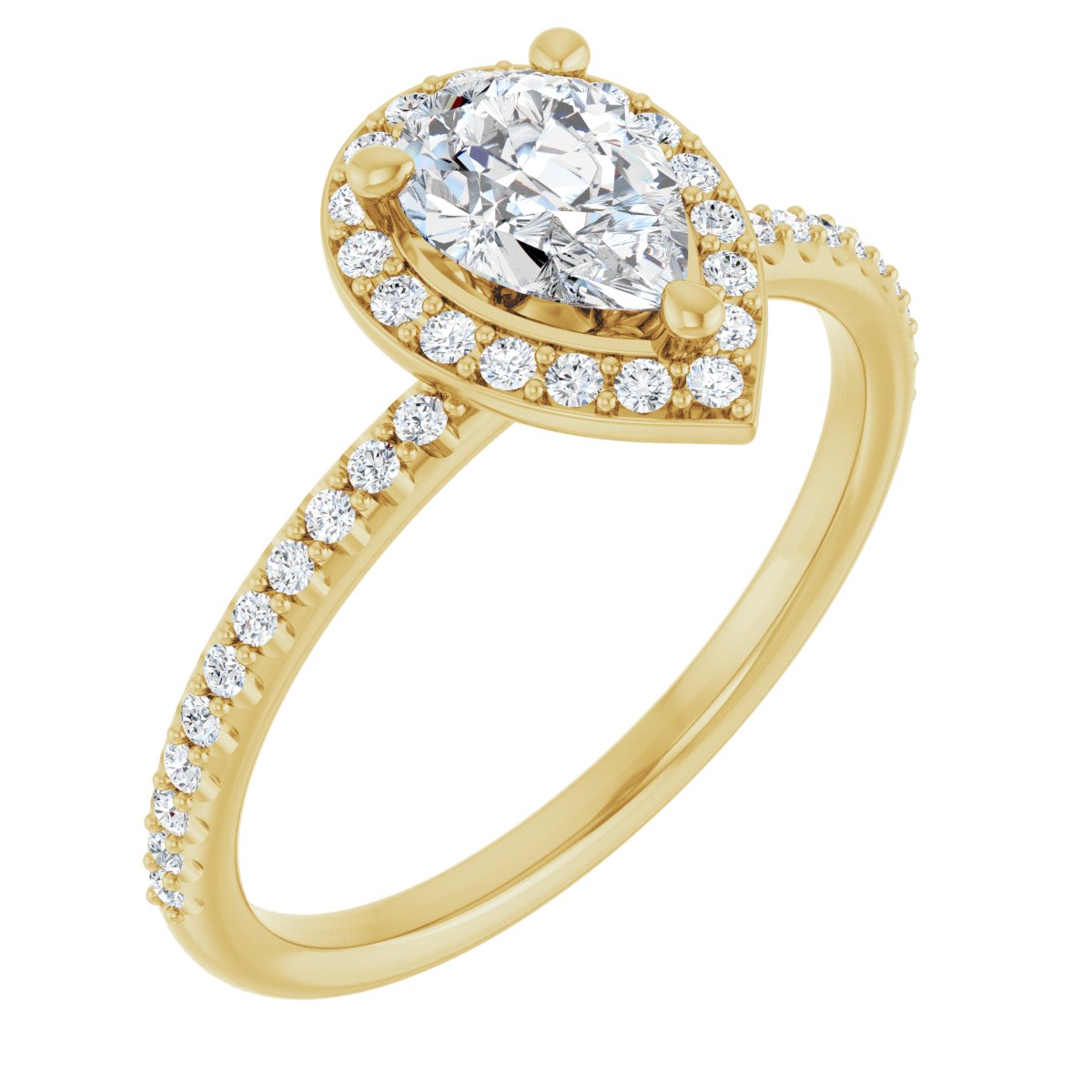 Natural Diamond Pear Halo-Style Engagement Ring Semi-Mount - 14K Yellow Gold - Series 123314