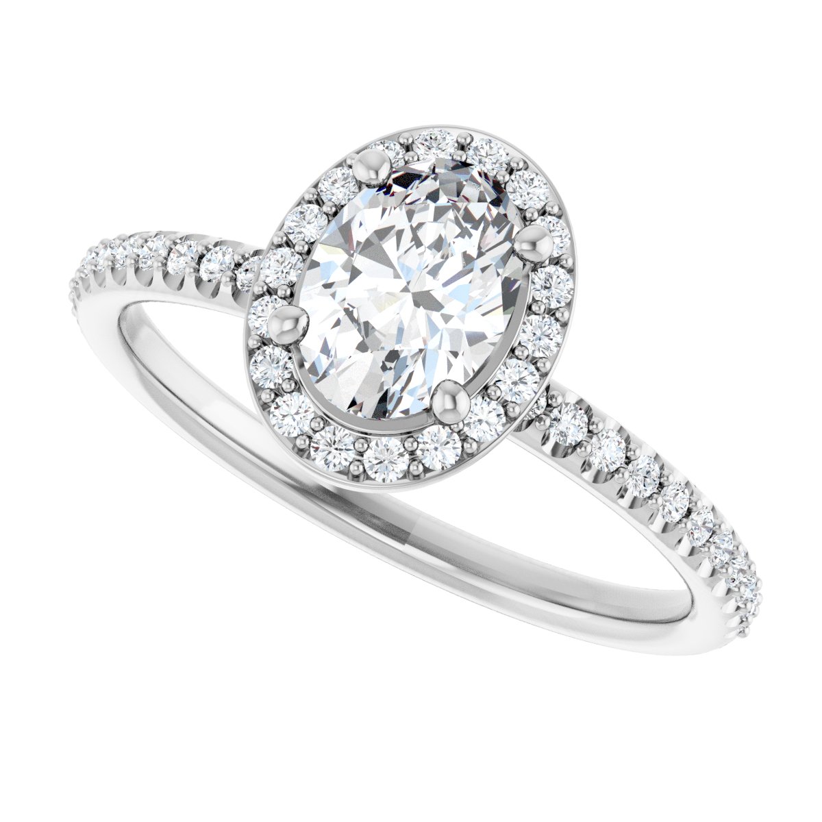 Oval Halo-Style Engagement Ring Semi-Mount - gallery - Series 123314
