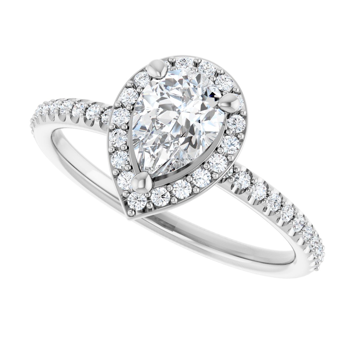 Pear Halo-Style Engagement Ring Semi-Mount - gallery - Series 123314