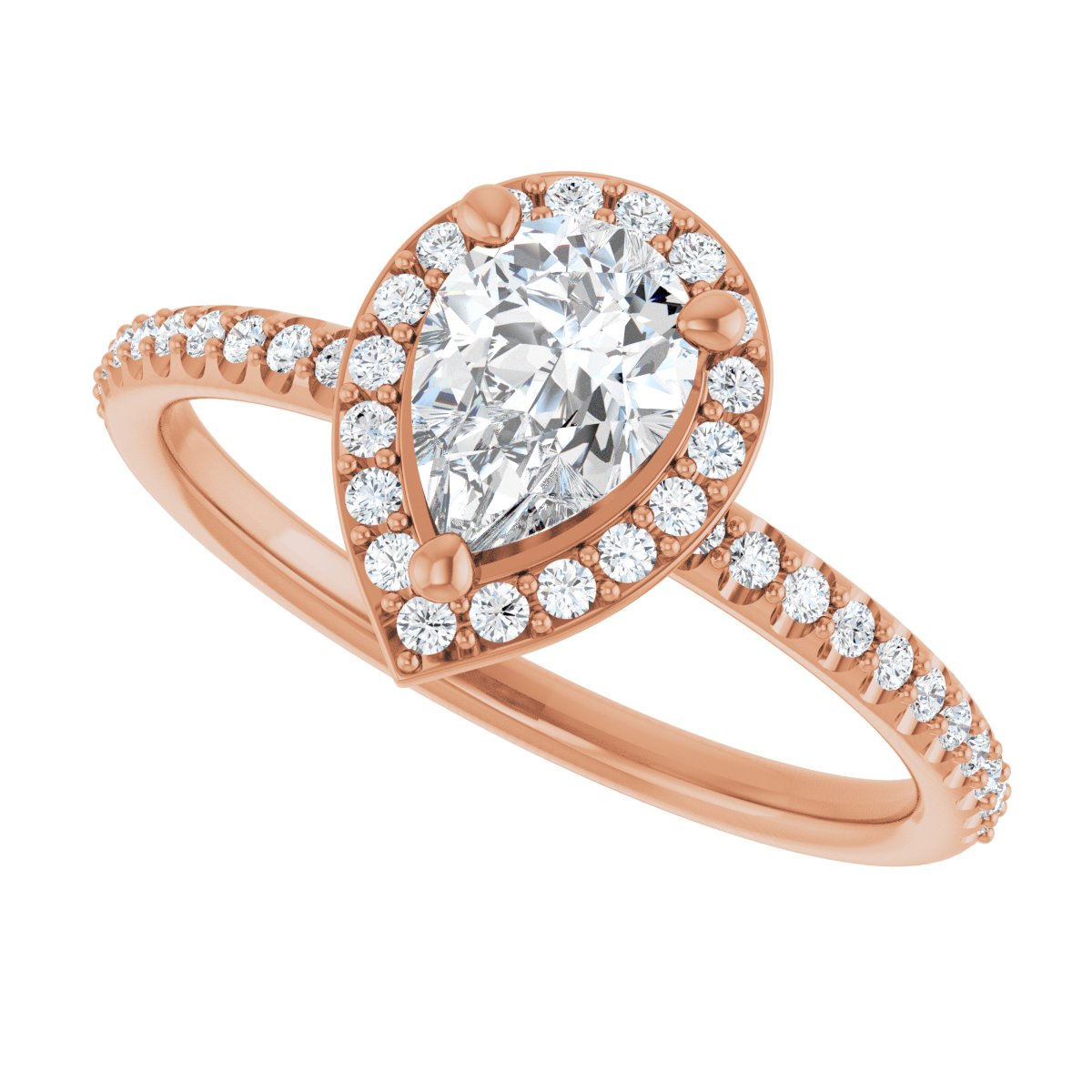 Pear Halo-Style Engagement Ring Semi-Mount - gallery - Series 123314