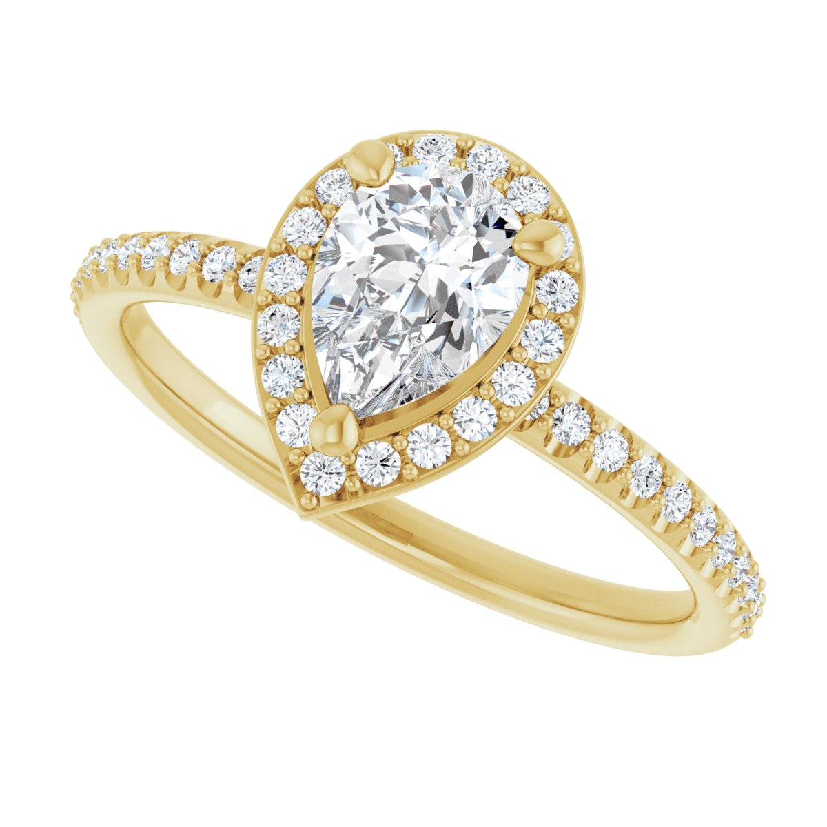 Pear Halo-Style Engagement Ring Semi-Mount - gallery - Series 123314