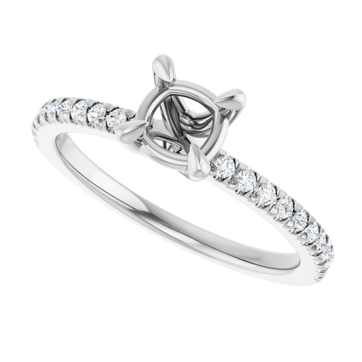 Semi-Set 1/6 CTW Cushion Engagement Ring (5 X 5 Mm) - gallery - Series 127283