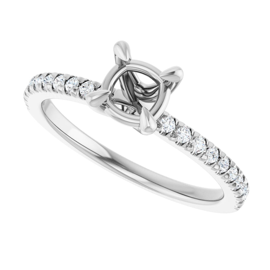Semi-Set 1/6 CTW Cushion Engagement Ring (5 X 5 Mm) - gallery - Series 127283