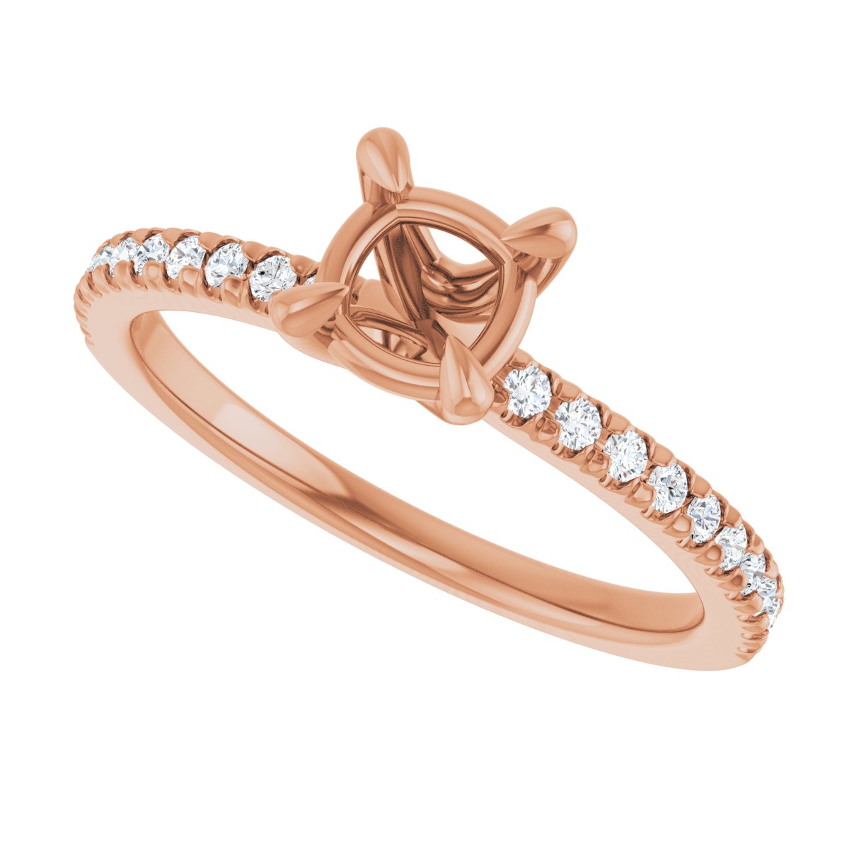 Semi-Set 1/6 CTW Cushion Engagement Ring (5 X 5 Mm) - gallery - Series 127283