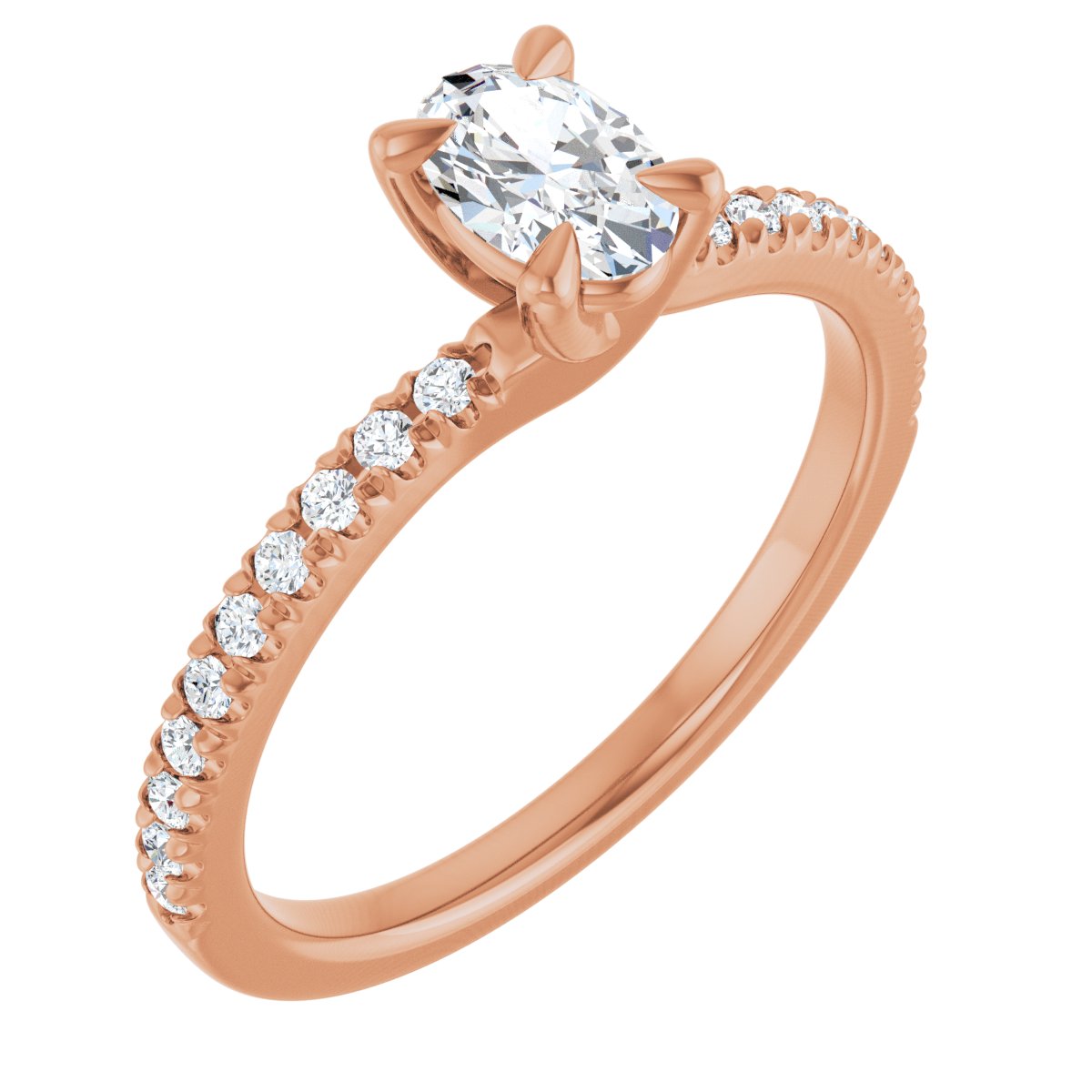 Natural Diamond Oval Engagement Ring (6 X 4 Mm) Mounting - 14K Gold - Series 127283