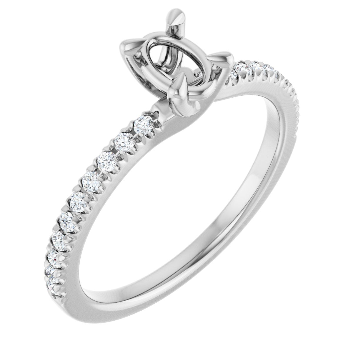 Natural Diamond Semi-Set 1/6 CTW Oval Engagement Ring (6 X 4 Mm) - 14K Gold - Series 127283
