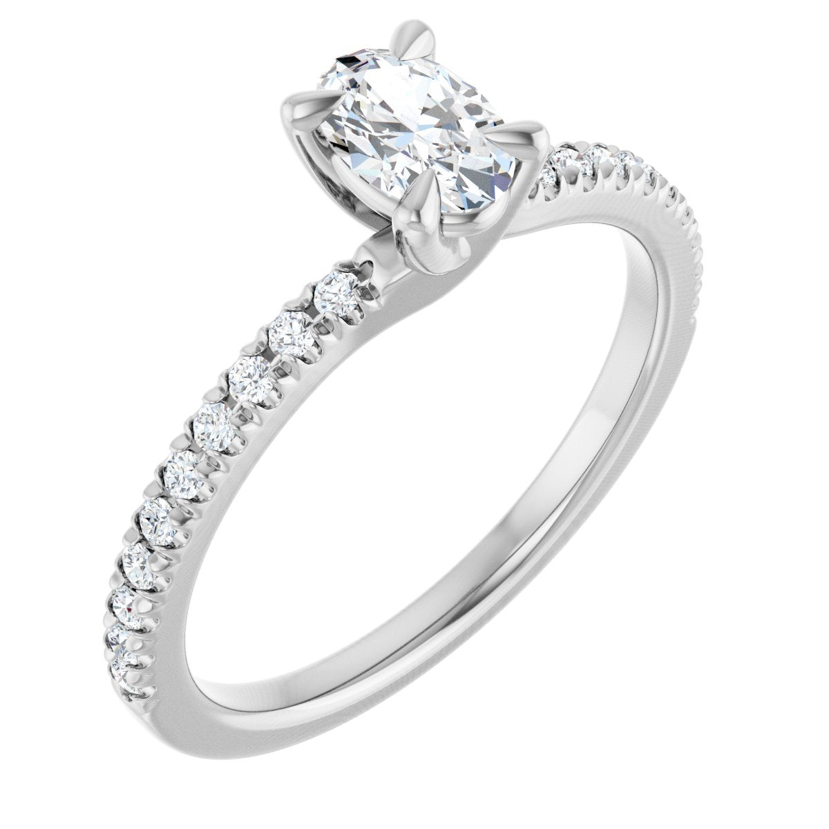 Natural Diamond Oval Engagement Ring (6 X 4 Mm) Mounting - 14K Gold - Series 127283