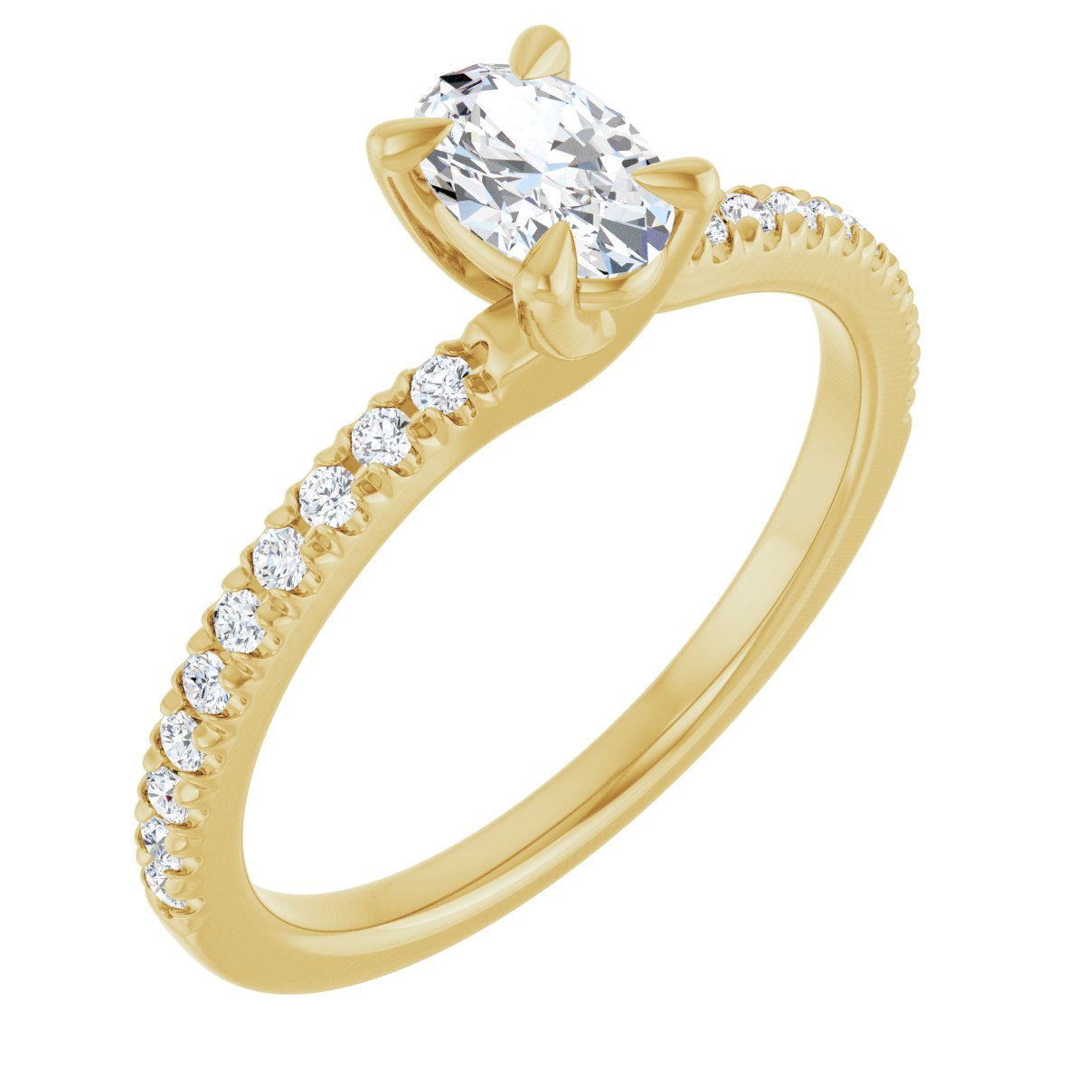 Natural Diamond Oval Engagement Ring (6 X 4 Mm) Mounting - 14K Gold - Series 127283