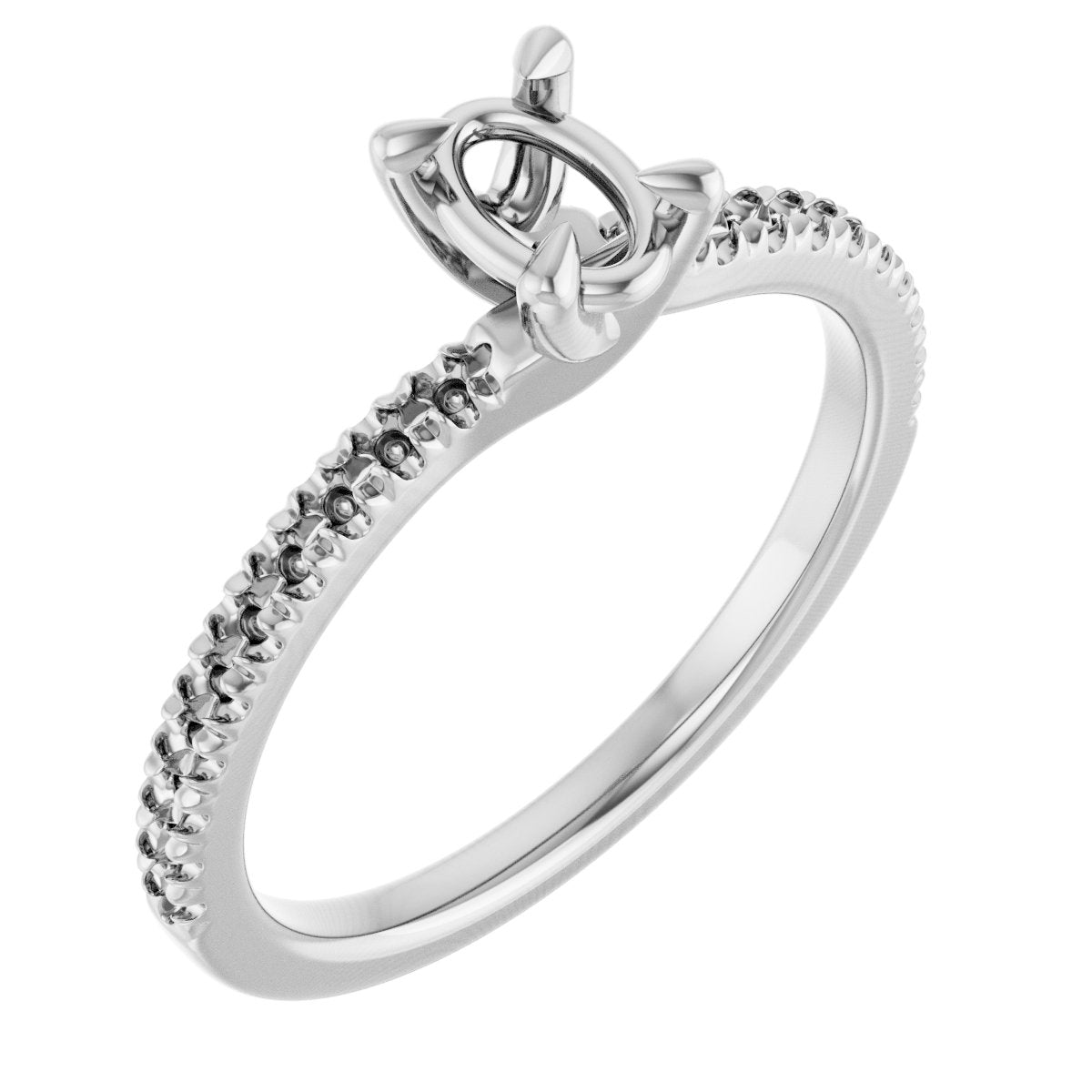 Oval Engagement Ring (6 X 4 Mm) Mounting - gallery - Series 127283