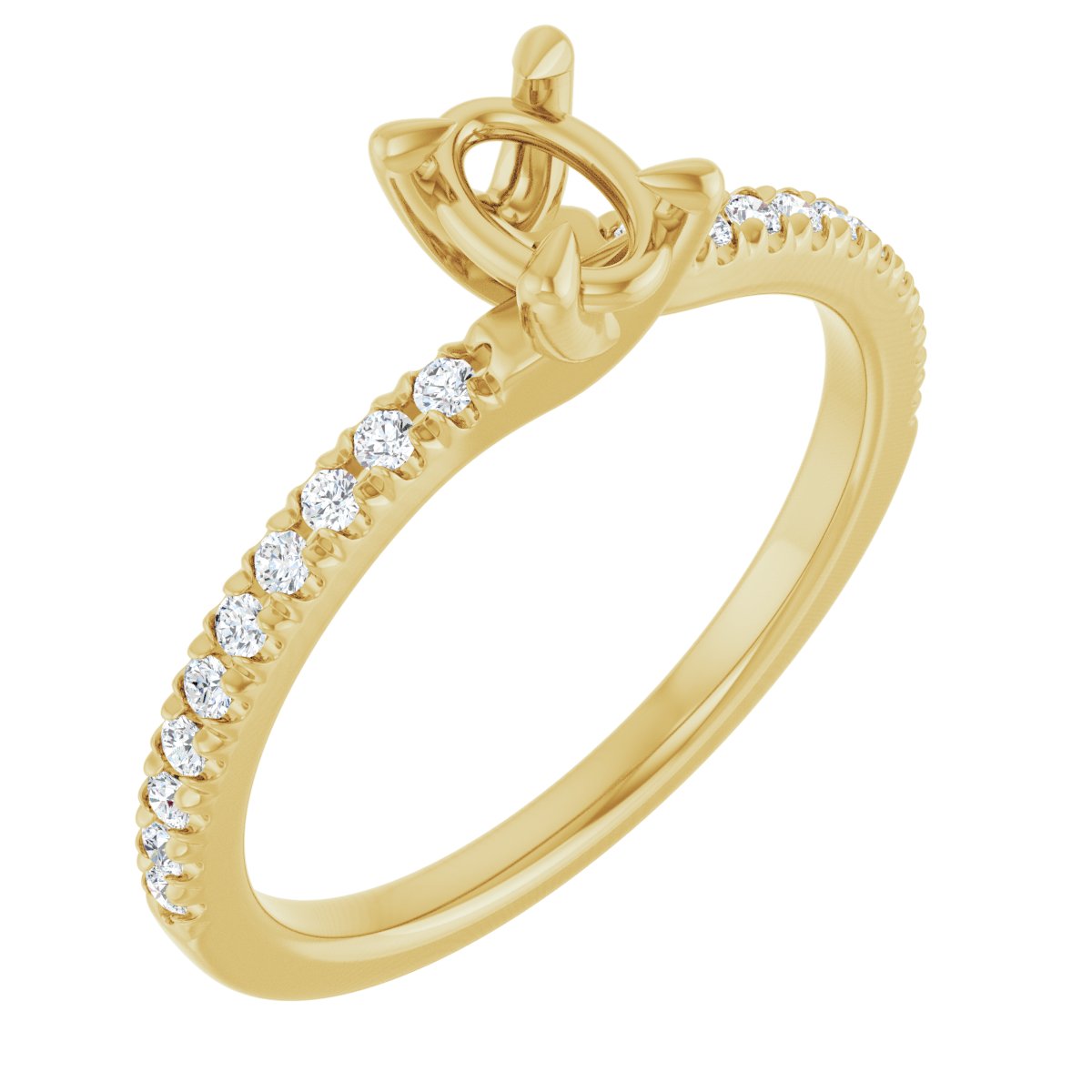 Natural Diamond Semi-Set 1/6 CTW Oval Engagement Ring (6 X 4 Mm) - 14K Gold - Series 127283