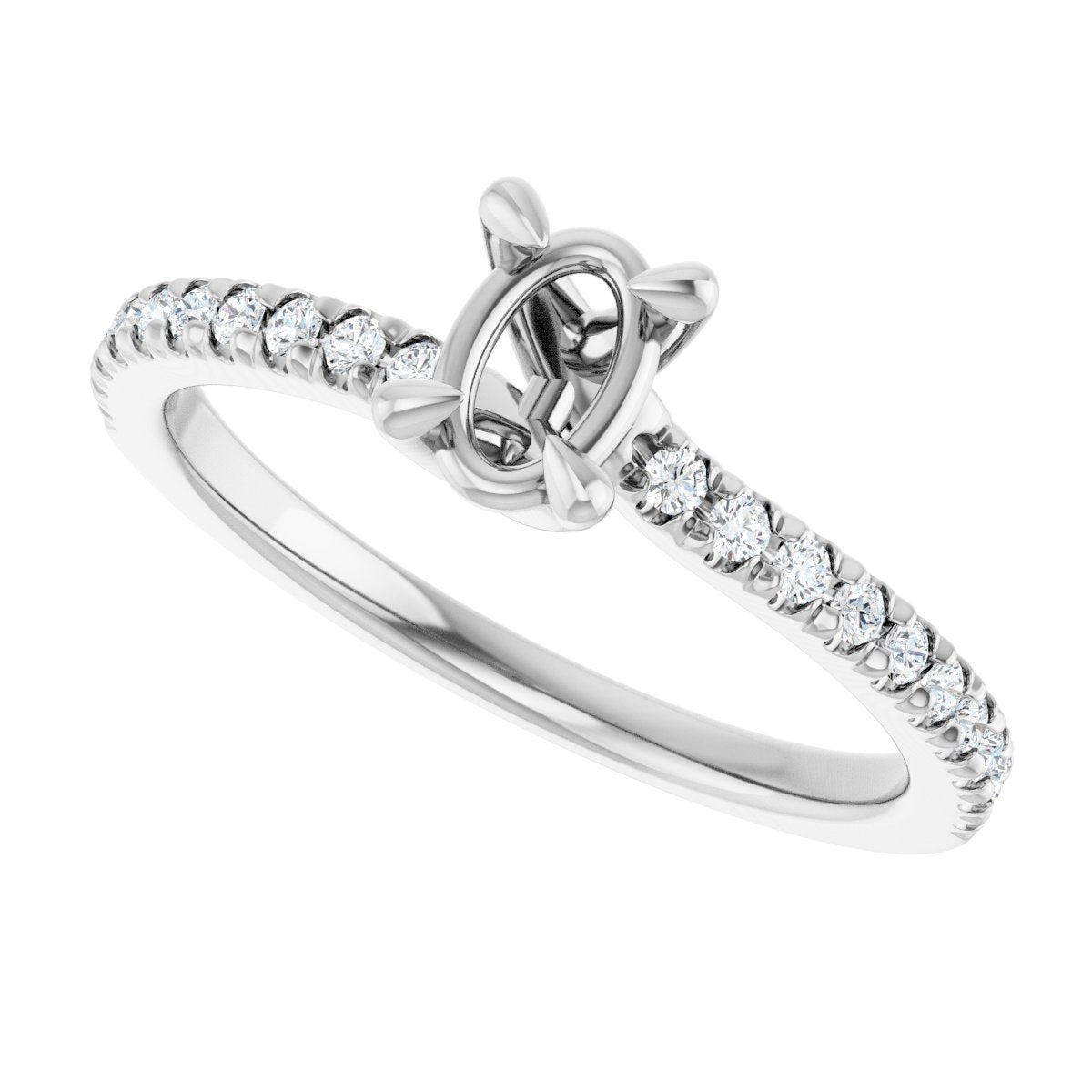 Semi-Set 1/6 CTW Oval Engagement Ring (6 X 4 Mm) - gallery - Series 127283