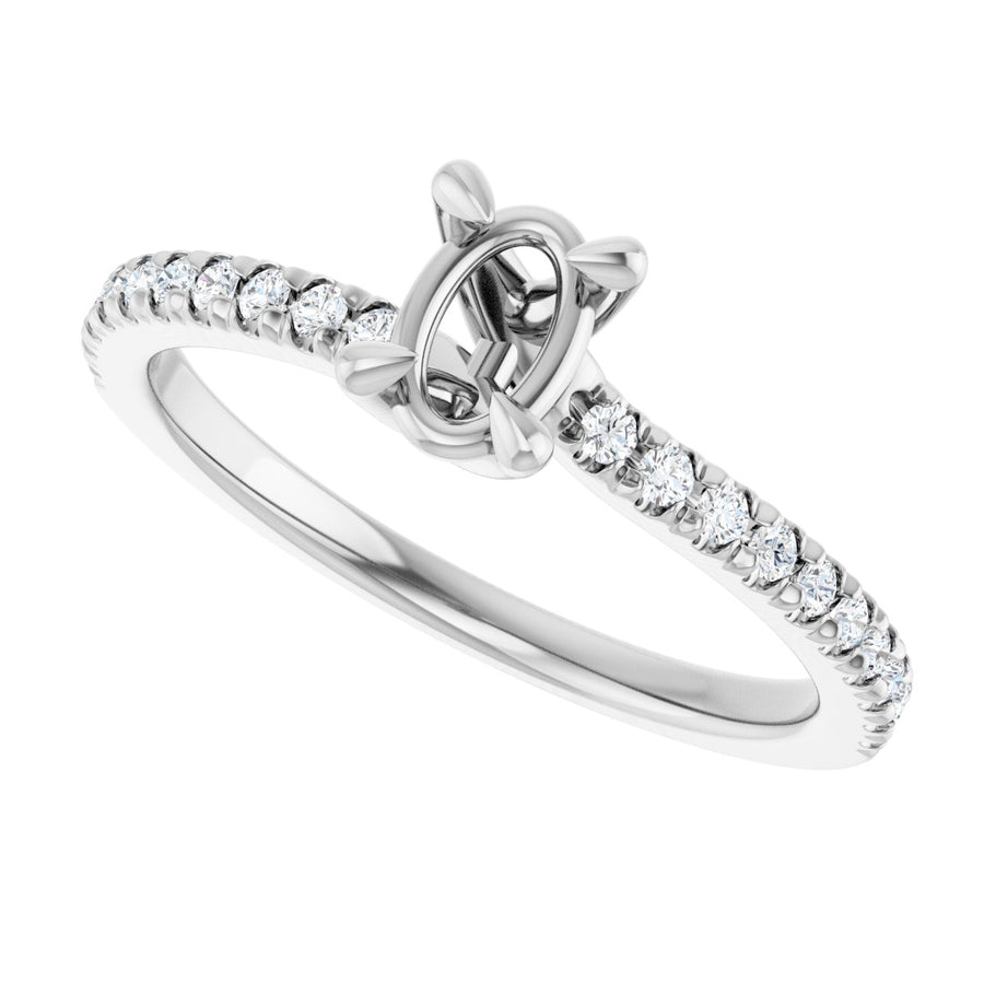 Semi-Set 1/6 CTW Oval Engagement Ring (6 X 4 Mm) - gallery - Series 127283