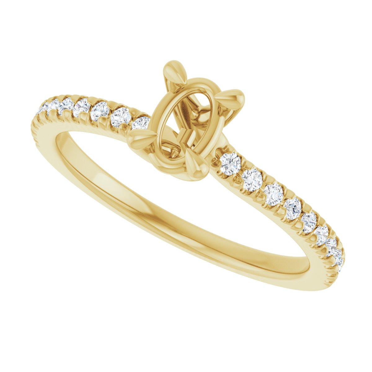 Semi-Set 1/6 CTW Oval Engagement Ring (6 X 4 Mm) - gallery - Series 127283