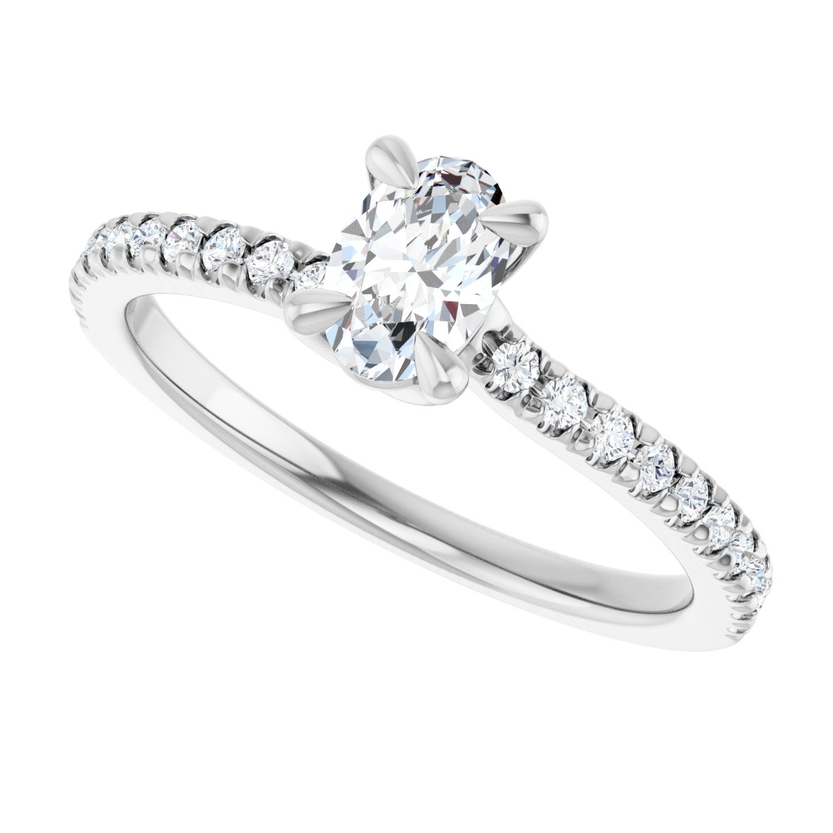 Oval Engagement Ring (6 X 4 Mm) Mounting - gallery - Series 127283