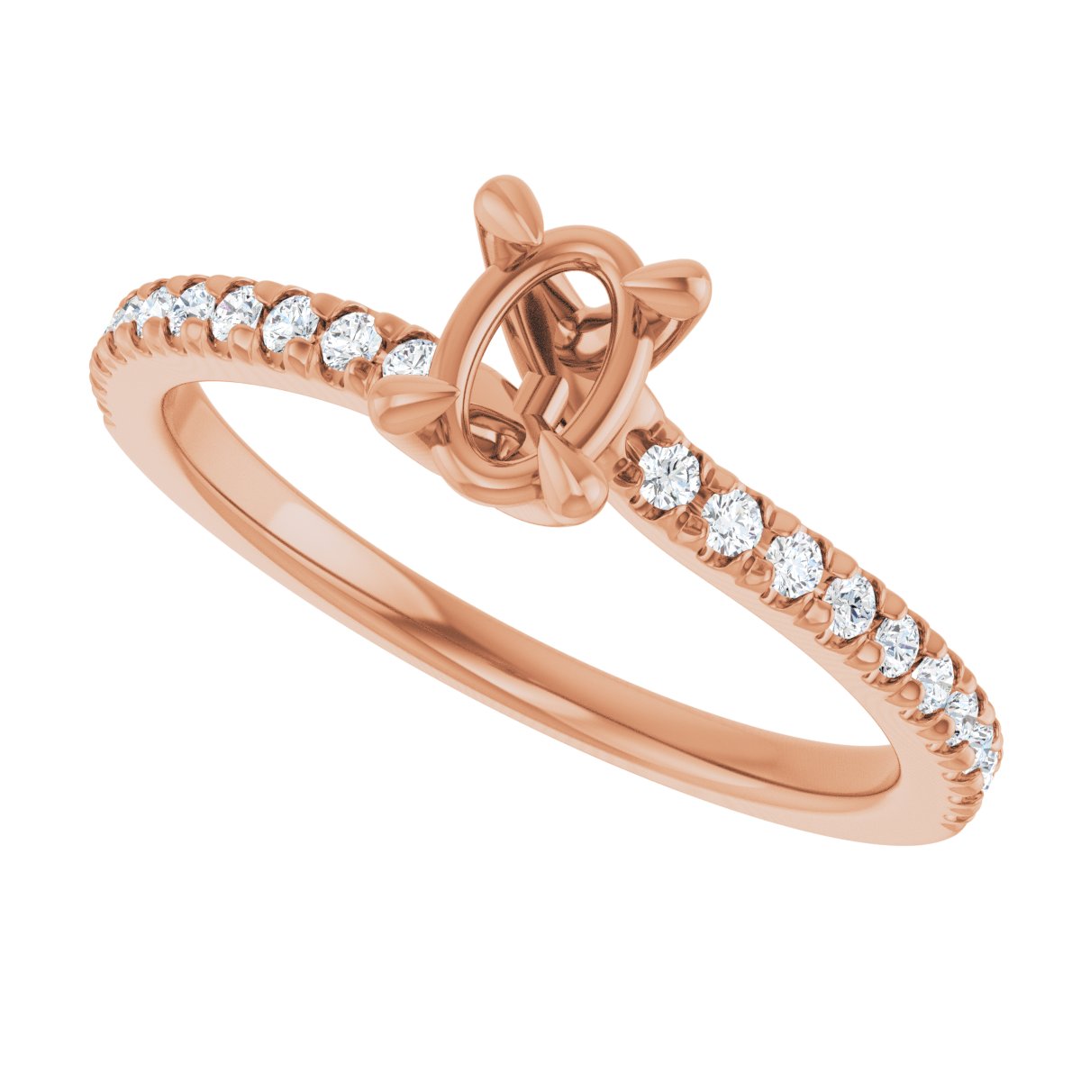 Semi-Set 1/6 CTW Oval Engagement Ring (6 X 4 Mm) - gallery - Series 127283