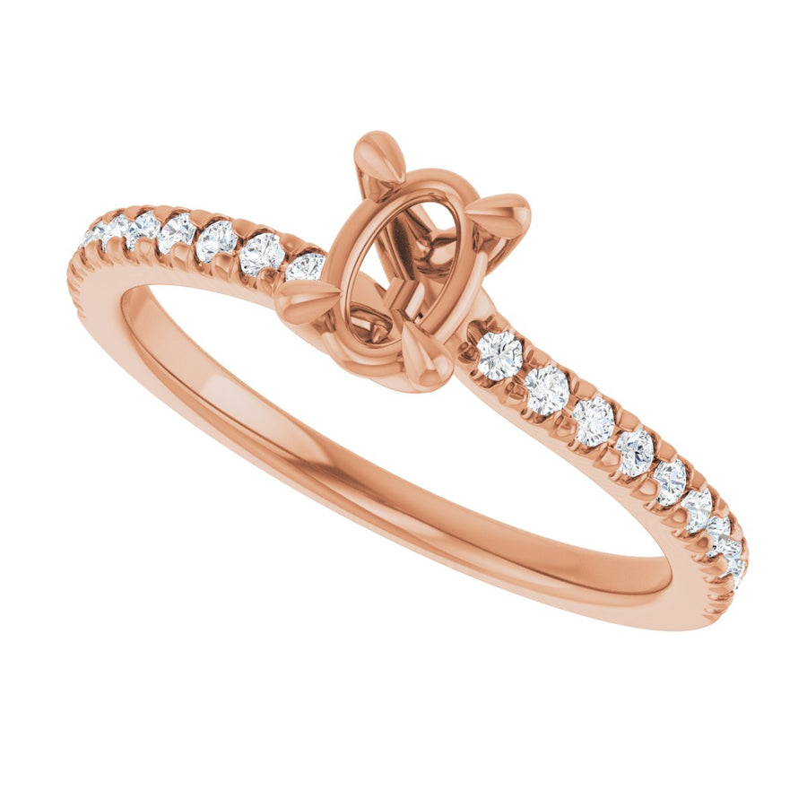 Semi-Set 1/6 CTW Oval Engagement Ring (6 X 4 Mm) - gallery - Series 127283