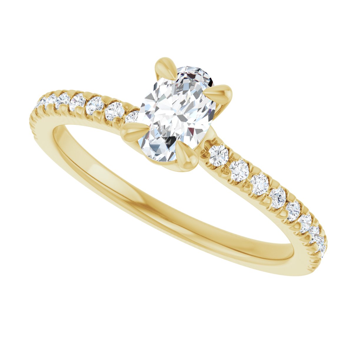 Oval Engagement Ring (6 X 4 Mm) Mounting - gallery - Series 127283