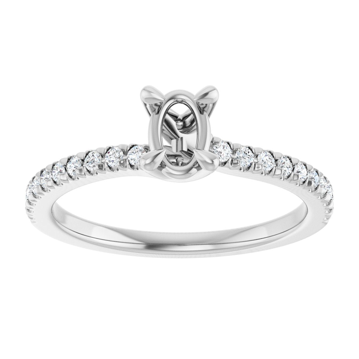 Semi-Set 1/6 CTW Oval Engagement Ring (6 X 4 Mm) - gallery - Series 127283