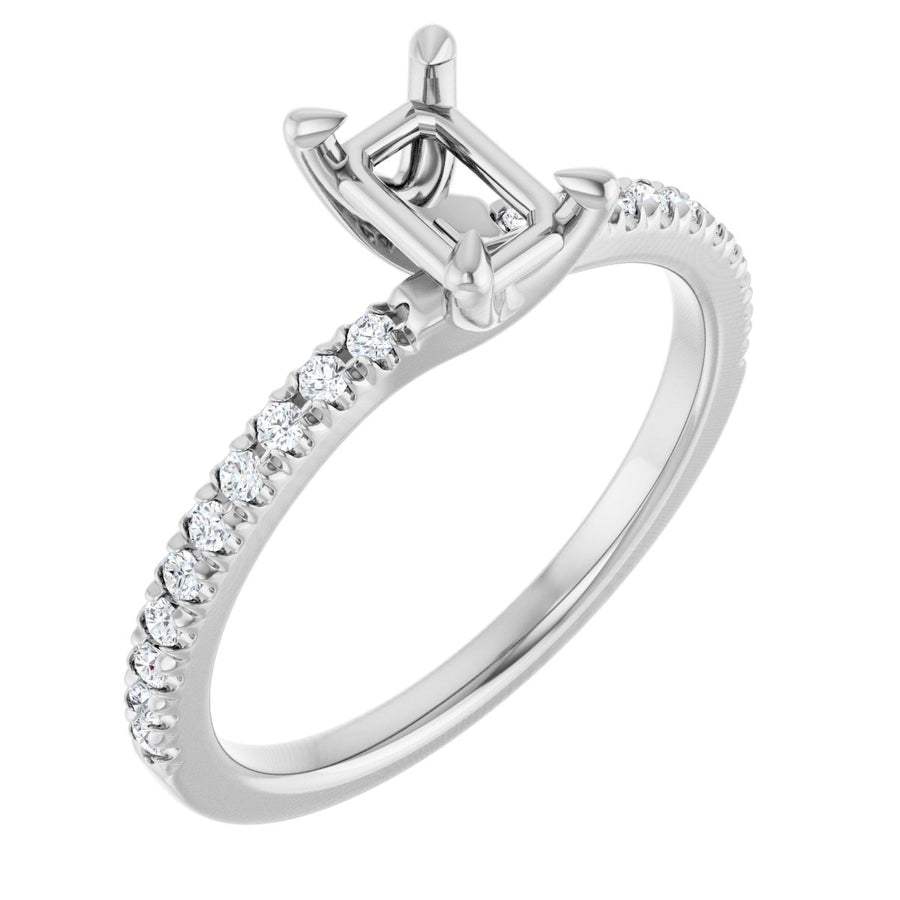 Natural Diamond Semi-Set 1/6 CTW Emerald Engagement Ring (6 X 4 Mm) - 14K Gold - Series 127283