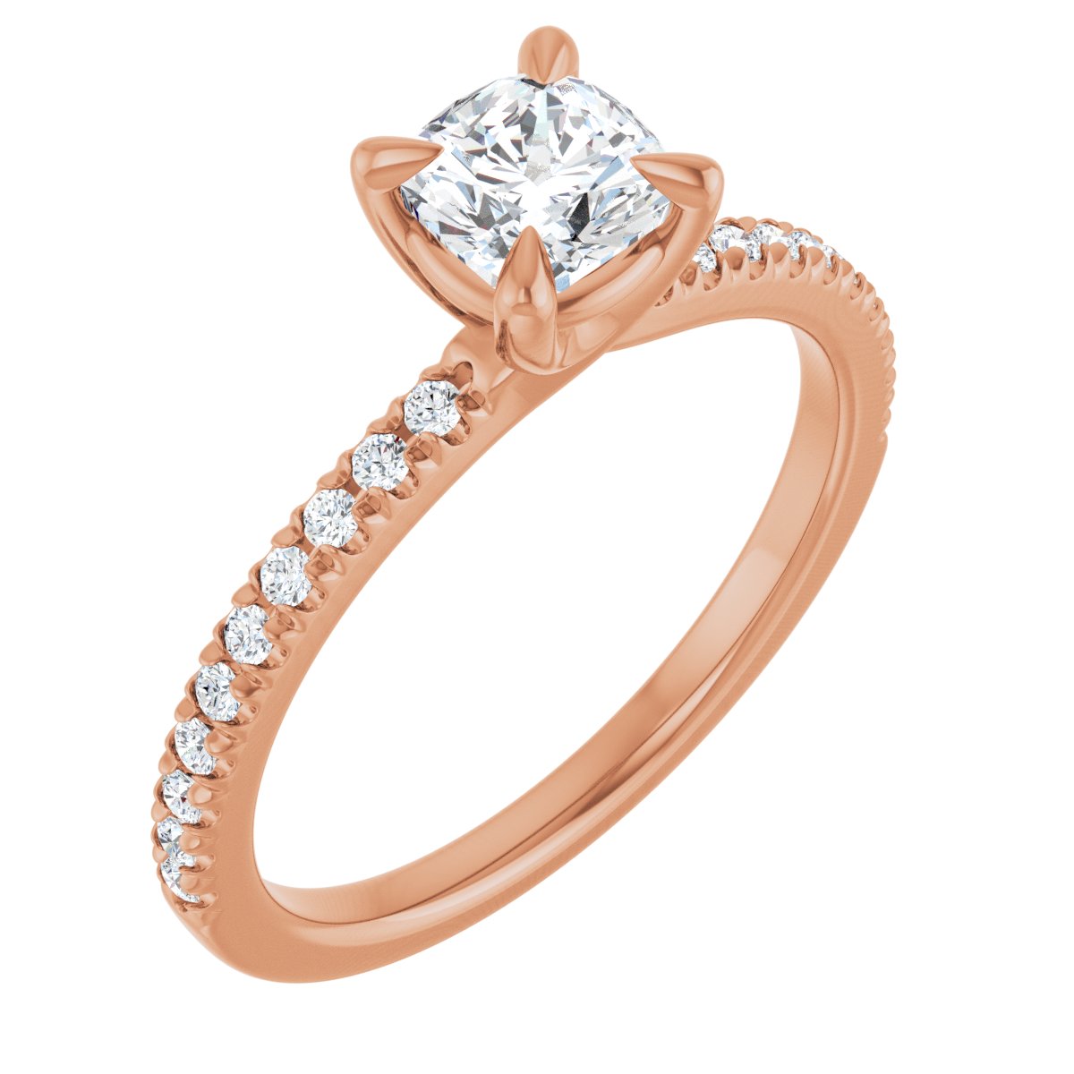 Natural Diamond Cushion Engagement Ring (5 X 5 Mm) Mounting - 14K Gold - Series 127283