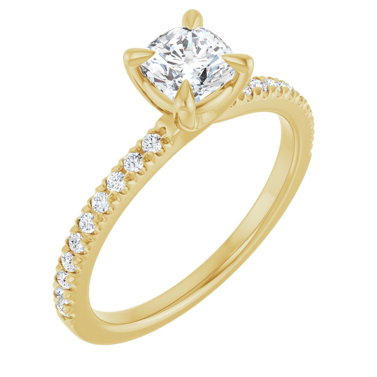 Natural Diamond Cushion Engagement Ring (5 X 5 Mm) Mounting - 14K Gold - Series 127283
