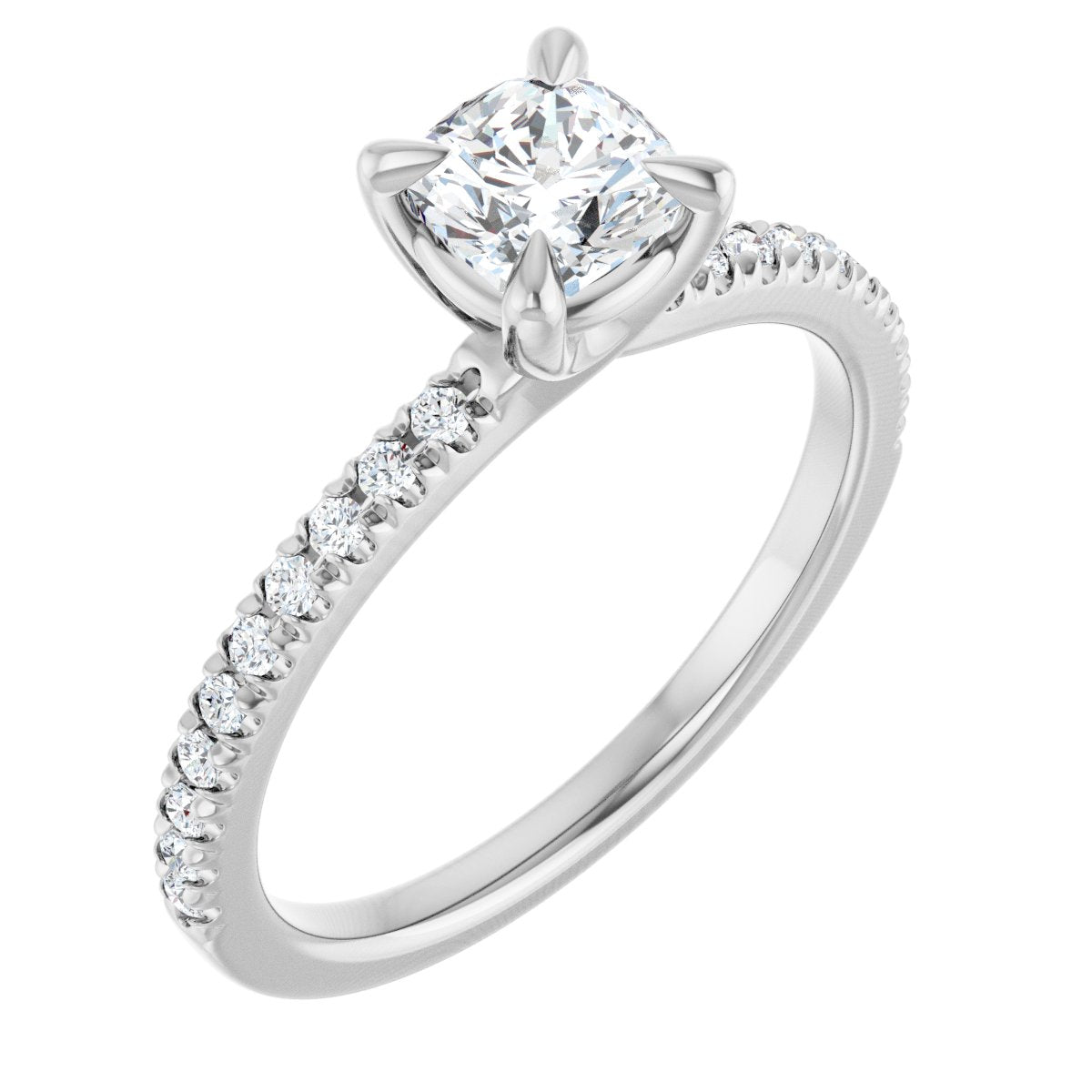 Natural Diamond Cushion Engagement Ring (5 X 5 Mm) Mounting - 14K Gold - Series 127283