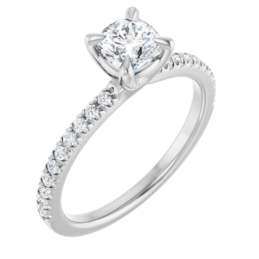 Natural Diamond Cushion Engagement Ring (5 X 5 Mm) Mounting - 14K Gold - Series 127283