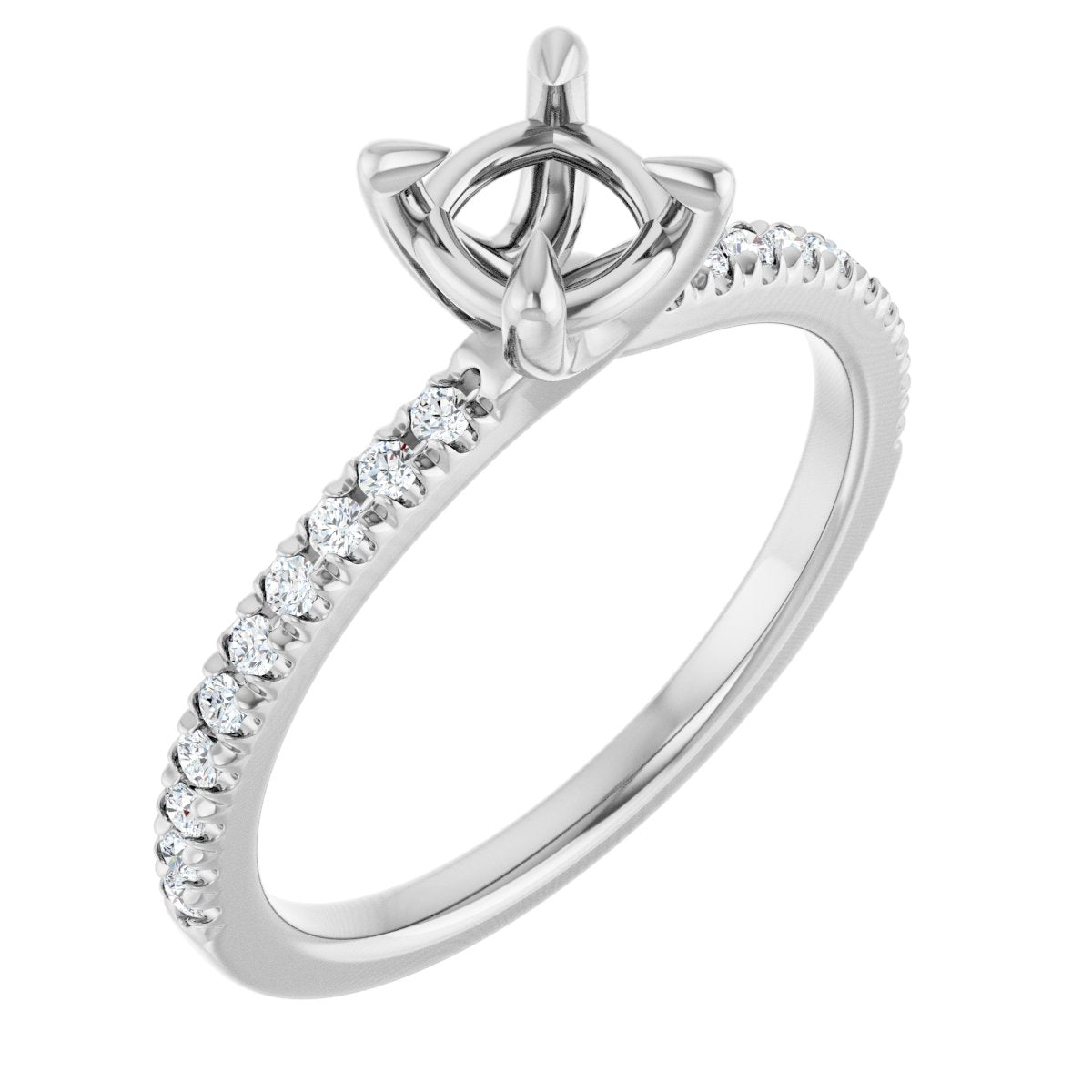 Natural Diamond Semi-Set 1/6 CTW Cushion Engagement Ring (5 X 5 Mm) - 14K Gold - Series 127283