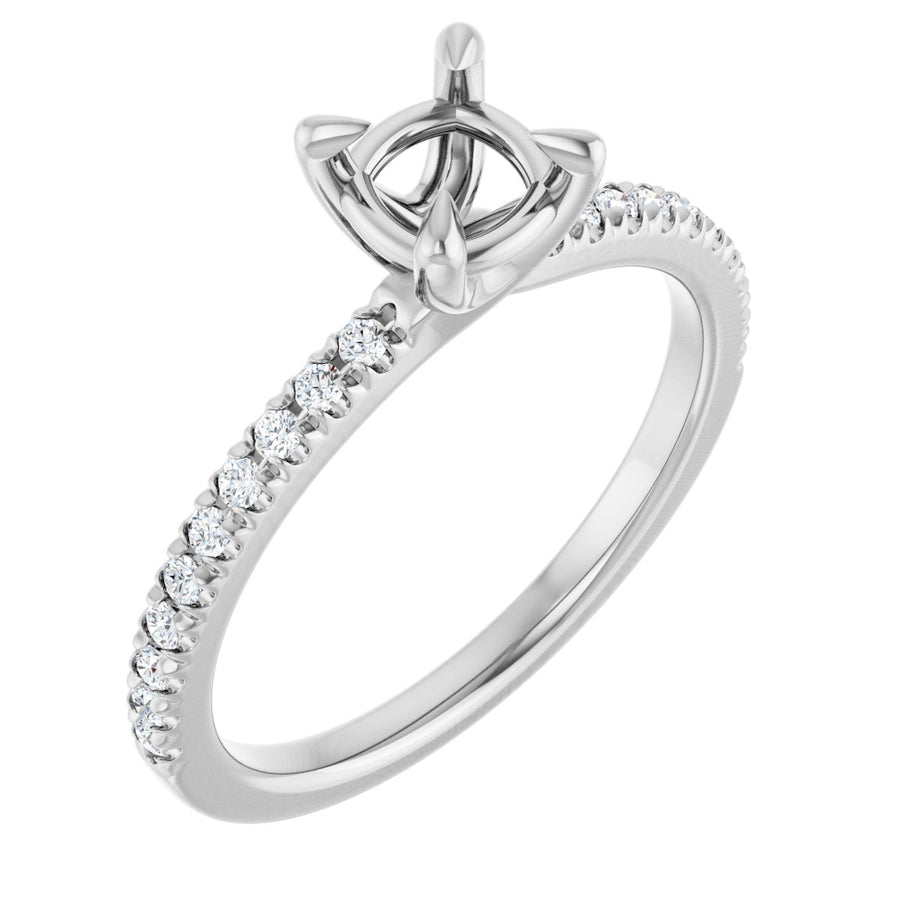 Natural Diamond Semi-Set 1/6 CTW Cushion Engagement Ring (5 X 5 Mm) - 14K Gold - Series 127283