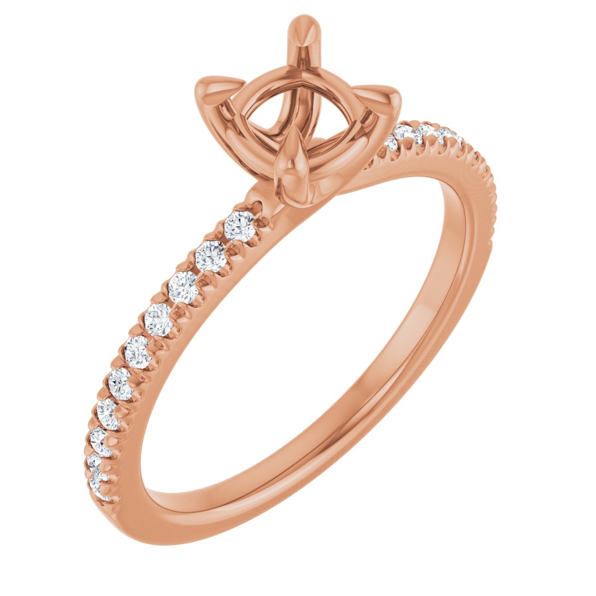 Natural Diamond Semi-Set 1/6 CTW Cushion Engagement Ring (5 X 5 Mm) - 14K Gold - Series 127283