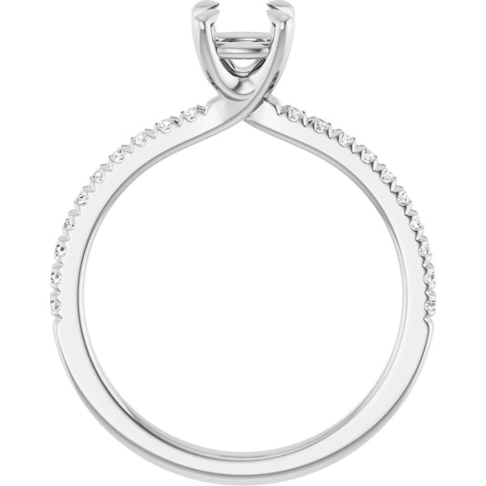 Semi-Set 1/6 CTW Cushion Engagement Ring (5 X 5 Mm) - gallery - Series 127283
