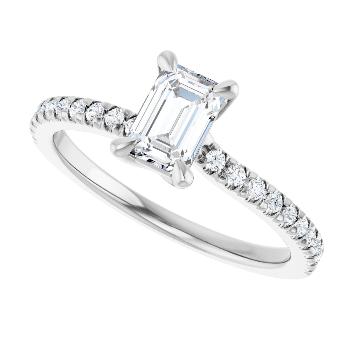 Emerald Engagement Ring (6 X 4 Mm) Mounting - gallery - Series 127283