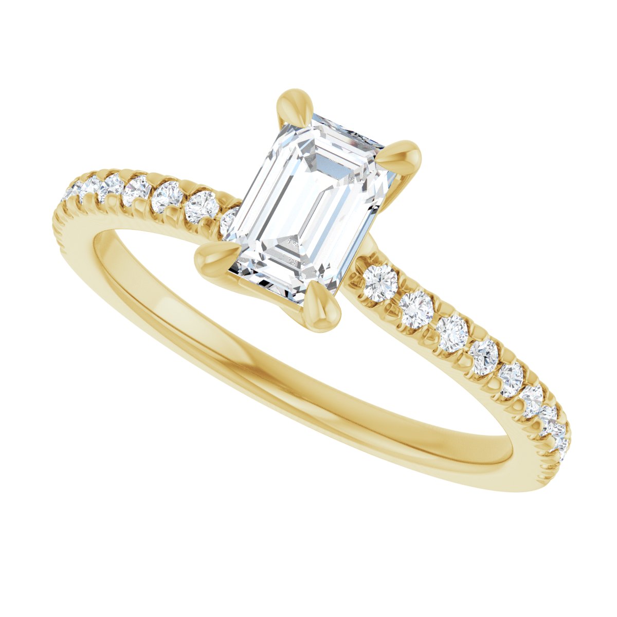 Emerald Engagement Ring (6 X 4 Mm) Mounting - gallery - Series 127283
