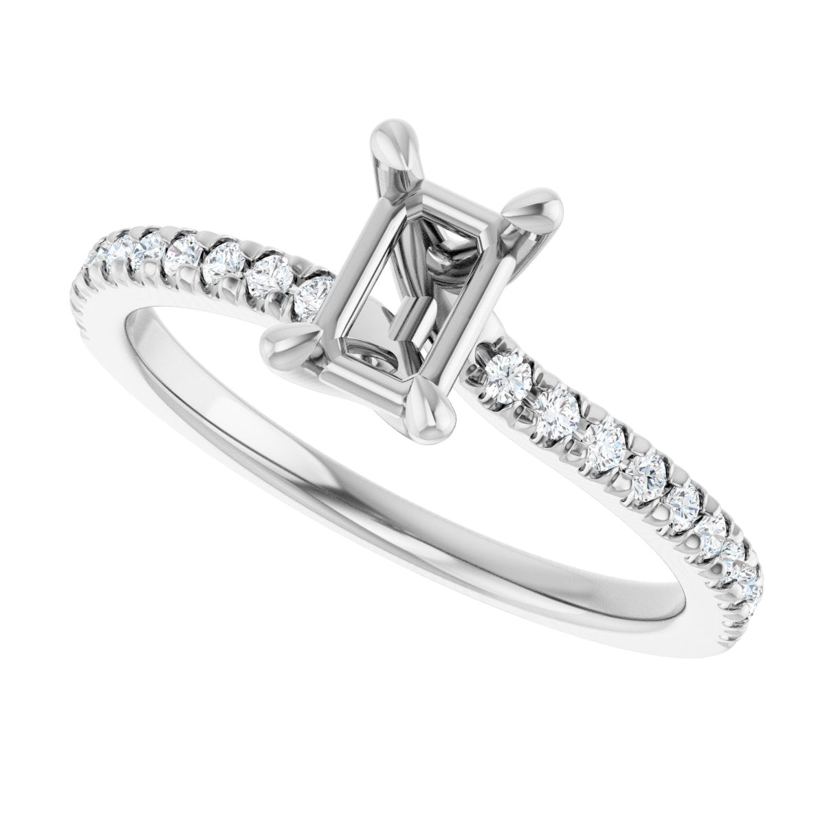 Semi-Set 1/6 CTW Emerald Engagement Ring (6 X 4 Mm) - gallery - Series 127283